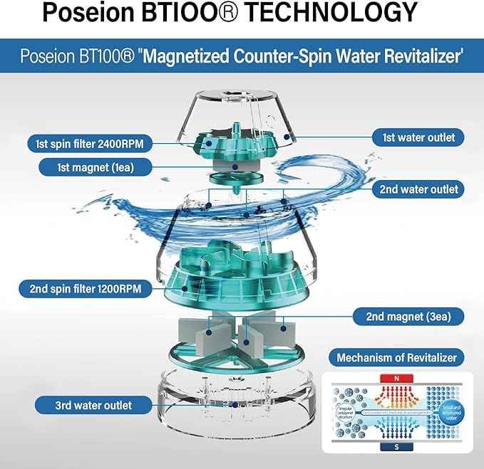 POSEION BT100 DG Filtered Shower Head – Handheld, High Pressure, Magnetized Sediment Filter, Ultrafine Water Stream, Spa-Like Comfort, Durable Build, Made in Korea