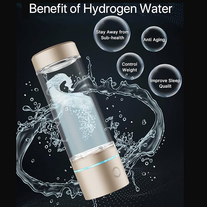 Hydrogenated Generator,Hydrogen Alkaline Water Generator Ionizer with SPE and PEM Technology,Portable Hydrogen Water Bottle,Up to 4500PPB,Rich Hydrogen Water Ions Generator