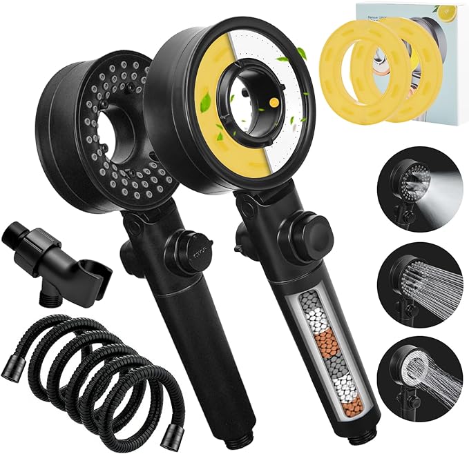 Luxsego Filtered Shower Head with Handheld Spray for Skin and Hair Care, High Pressure Shower Filter Head for Hard Water with Vitamin C, Ion Drops Showerhead Set Includes Hose & Adjustable Bracket