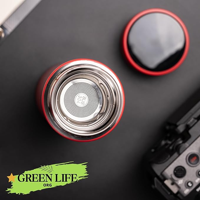 GreenLife Smart Water Bottle with LED Temperature Display, Thermostat Double Wall Vacuum Insulated Water Bottle, Cold 36 Hrs, Hot 24 Hrs, BPA-Free, Leak Proof, for Travel & Outdoor (Red).