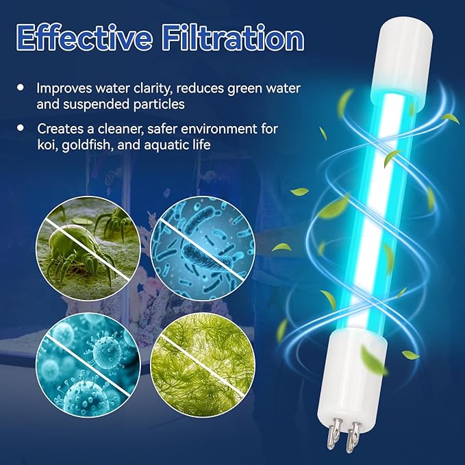 5W UV Bulb Replacement for COODIA 5W UV Aquarium Filter Pump & SUNSUN JUP-02, CUV-305, CUV-505 Filter Pump, UVC Light Bulb for Fish Tank (2 Pack)