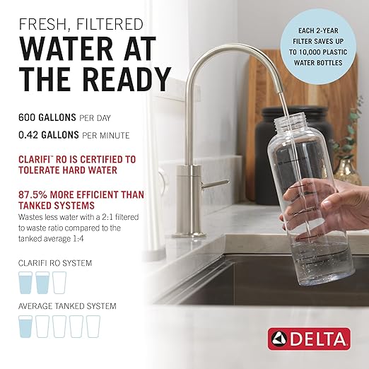 Delta Faucet Clarifi Under Sink Reverse Osmosis Water Filter System with Brushed Nickel Contemporary Beverage Dispenser Faucet