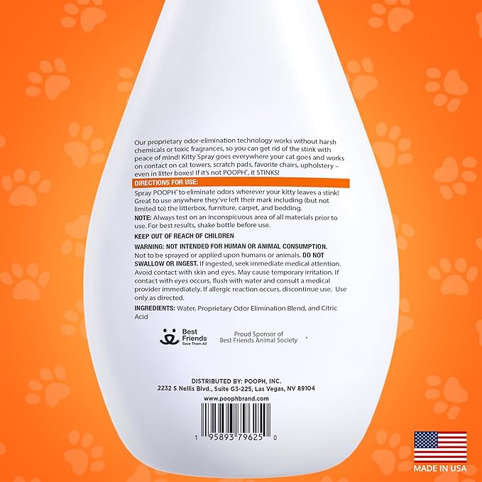 POOPH Kitty Spray - Odor Eliminator, 32oz - Dismantles Odors on a Molecular Basis, Cats, Freshener, Eliminator, Urine, Poop, Pee, Deodorizer, Fresh, Clean, Furniture, Potty, Safe - 2 Pack - AquaVibe
