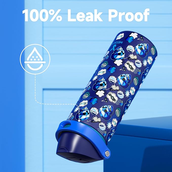 24 oz Insulated Water Bottle with Straw: Meoky Stainless Steel Water Bottle with 2-in-1 Lid - Leak Proof, Cold for 24 Hours, Protective Silicone Base, BPA-Free for Travel Gym, Spooky Fun
