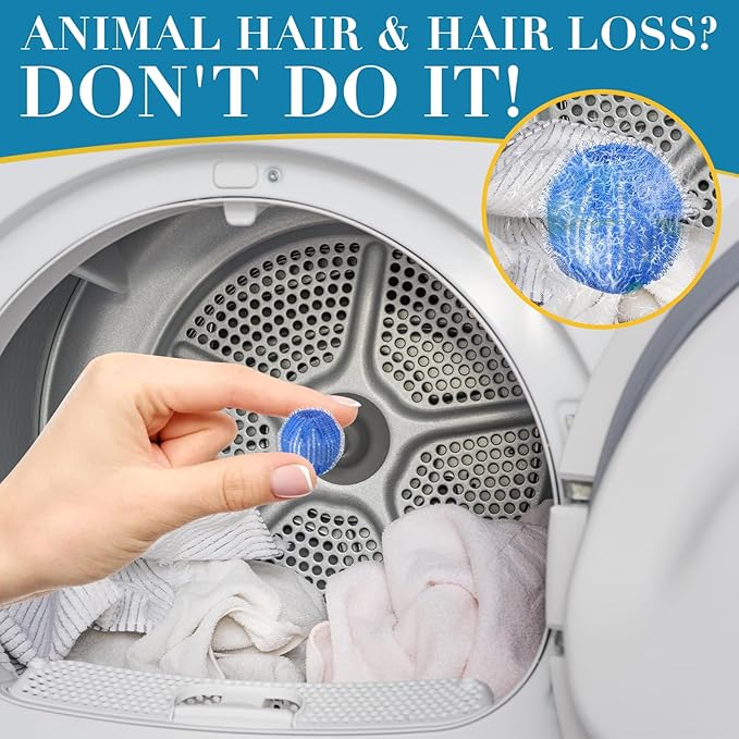 12 PCS Pet Hair Remover for Laundry - Washing Machine Pet Hair Catcher, Reusable Lint Traps to Remove Dog Cat Hair in Washer & Dryer, HE Safe (Save Time & Money) - AquaVibe