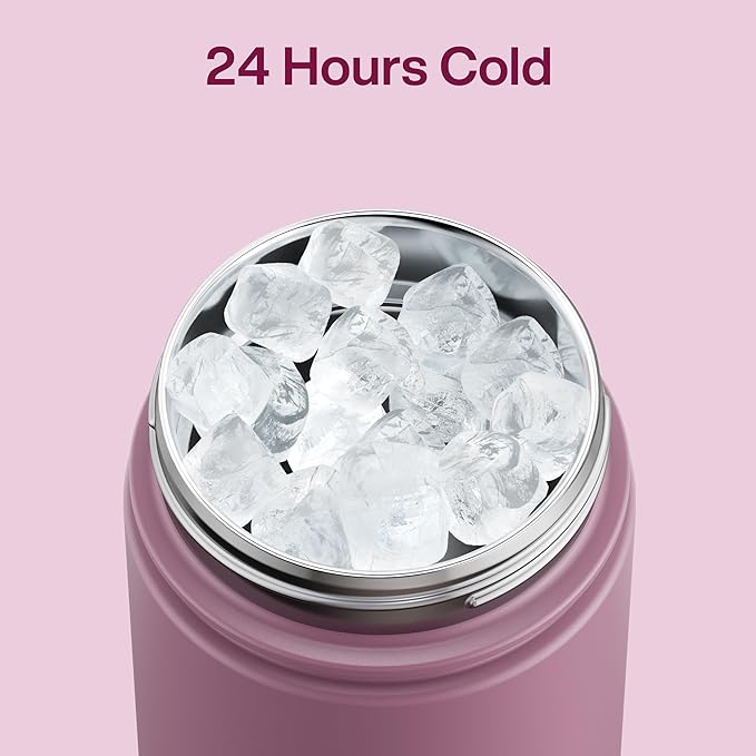 Kids Insulated Water Bottle with Straw - 12oz Stainless Steel Water Bottle with Dual Spouts, Leak-Proof, BPA-Free, Double Wall Vacuum Keeps Cold for 24 Hours for Sports, School (Mountbatten Pink)