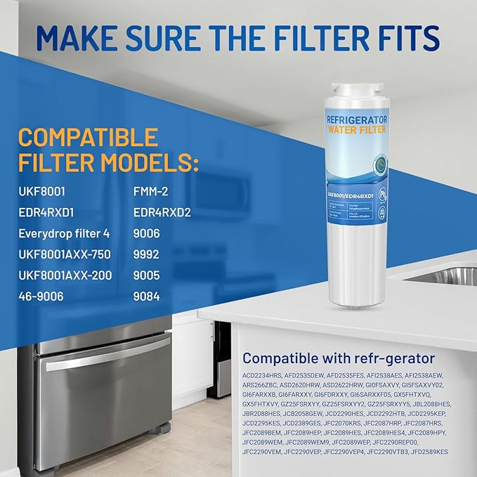 UKF8001 Replacement for whirlpool Filter 4 - Edr4rxd1 Water Filter fit for Filter 4,whr4rxd1,4396395,UKF8001AXX-200,krfc300ess01 wrf555sdfz16 wrx735sdhz00, wrx735sdhz02,Hdx Fmm-2 |2pack| Zypxsyxgb - AquaVibe
