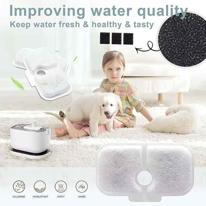 12+12 Pack Replacement Filters for PETLIBRO Capsule Pet Water Fountain - Compatible with Models PLWF005/PLWF115/WF105 - Ensure Fresh, Clean Water for Your Pets