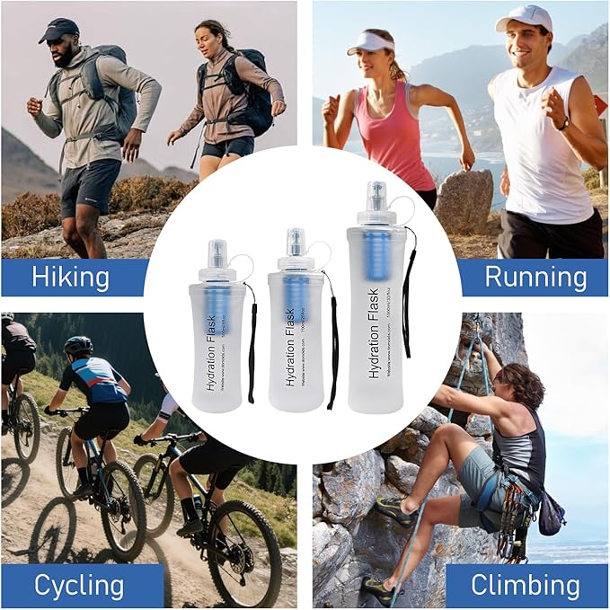 700ML Soft Flask with Water Filter for Hiking, Camping & Travel - Collapsible TPU Water Bottle, 0.1 Micrometer Hollow Fiber Membrane for Clearer, Better Tasting Outdoor Water(White)