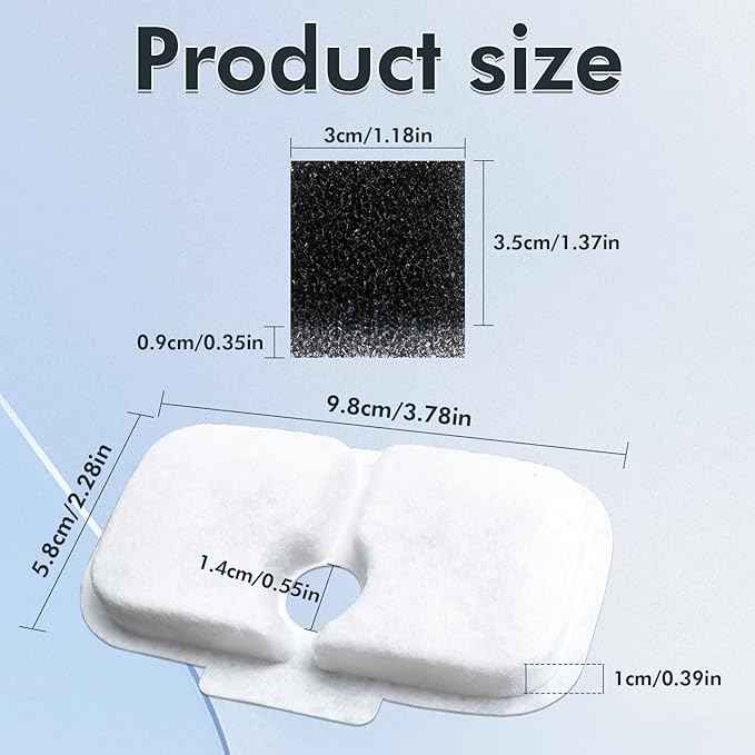 22 Pack Replacement Filter Compatible with Petlibro Dockstream Pet Cat Water Fountain PLWF005/PLWF105/PLWF115