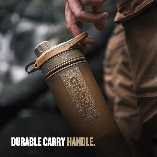 GRAYL GeoPress 24 oz Water Purifier Bottle - Filter for Hiking, Camping, Survival, Travel (Coyote Brown)