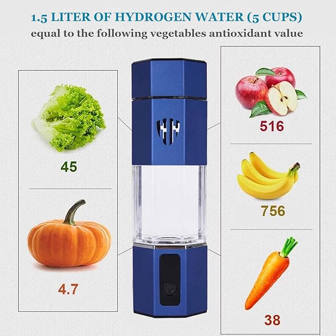 300ML Hydrogen Water Bottle Generator, Concentration Up to 3800-6000PPB, Dual Chamber PEM and SPE Electrolysis Technology, Portable Hydrogen Water Machine