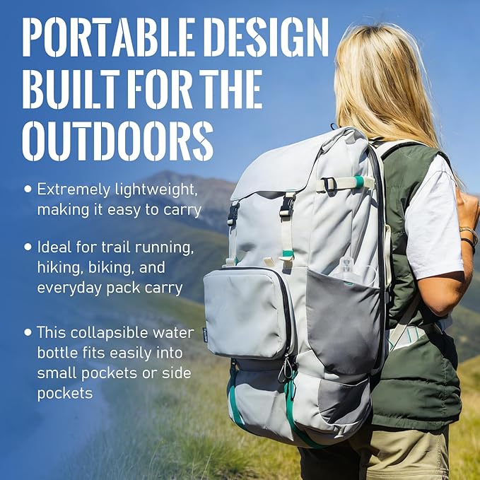 500ML Soft Flask with Water Filter for Hiking, Camping & Travel - Collapsible TPU Water Bottle, 0.1 Micrometer Hollow Fiber Membrane for Clearer, Better Tasting Outdoor Water(Blue)