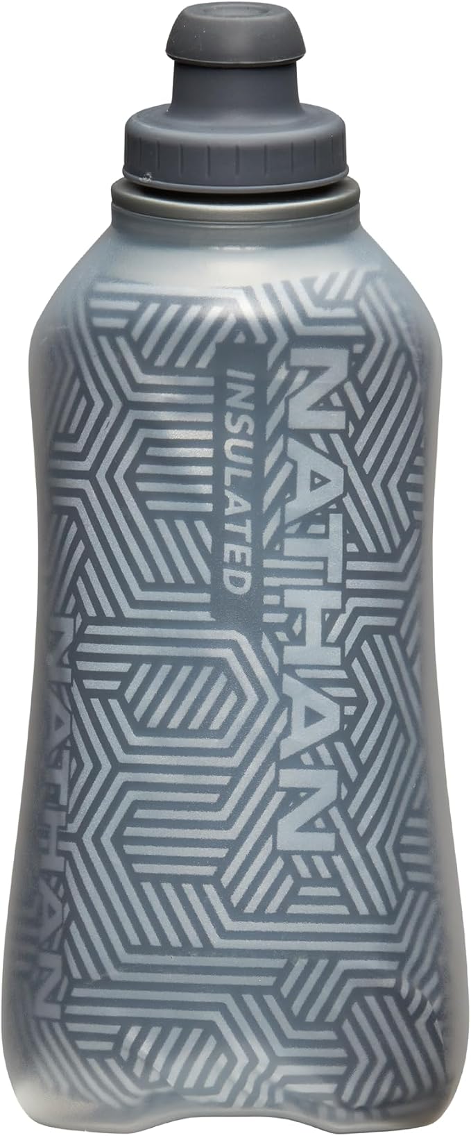 Nathan SpeedDraw 2 Insulated Handheld Running Water Bottle Flask 18oz – Double-Wall Insulation, Ergonomic Grip, Blast Valve Cap, Phone & Key Storage Pockets, Reflective Design