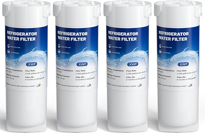 XWF Water Filter Replacement Compatible with GE XWF Water Filter,（Not XWFE), fit for WR17X30702 GBE21,Pack of 4,By YPMQY - AquaVibe