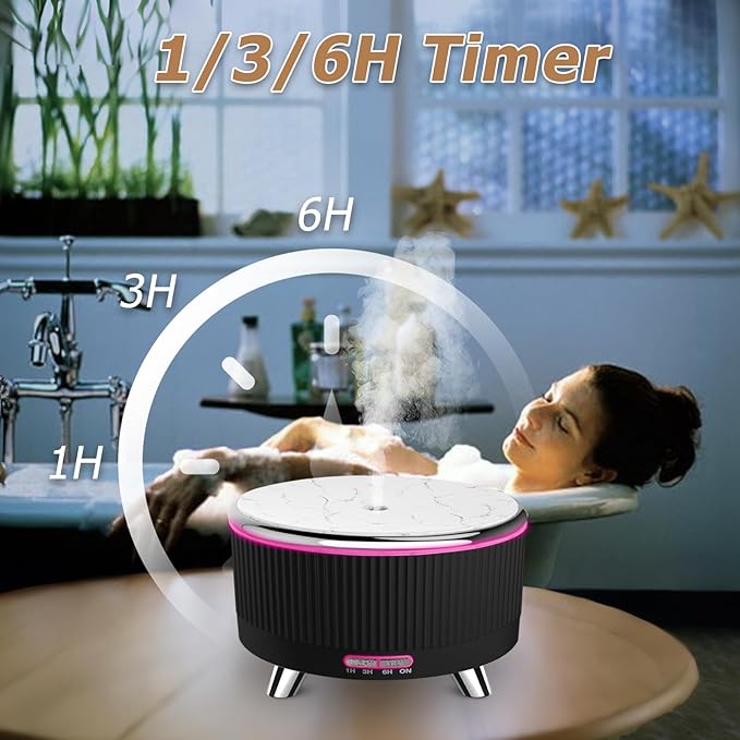 Essential Oil Diffuser for Large Room 500ml,Diffusers for Home with R/C,Aromatherapy Diffuser Waterless Auto Off,Cool Mist Humidifier 7 Colors Light & 3 Mist Modes for Bedroom Office Black Silver