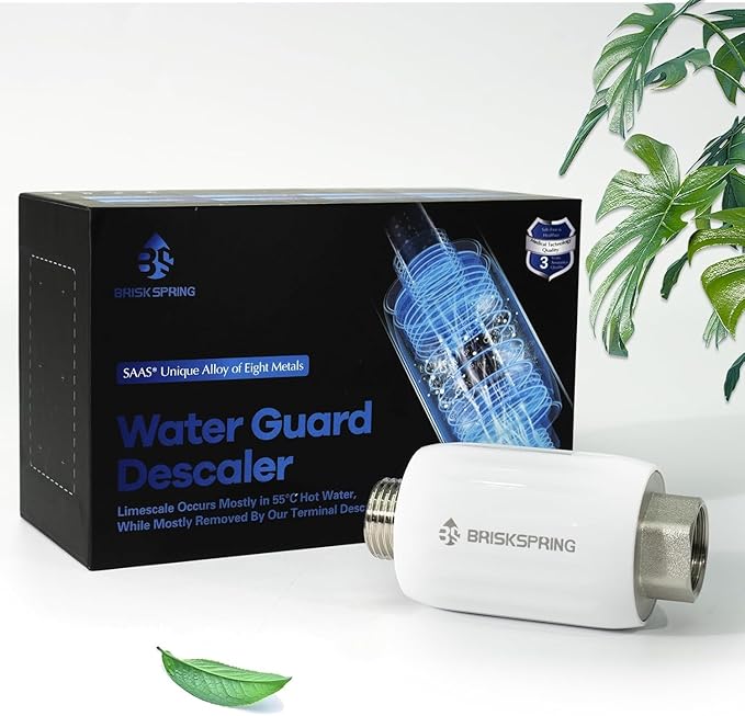 Salt Free Water Descaler, Water Heater Softener, Prevent Scale Buildup On Water Heaters, Faucet, Smart Toilet & Washer, Scale Inhibitor Inline System, 3-Year Durability, 1/2
