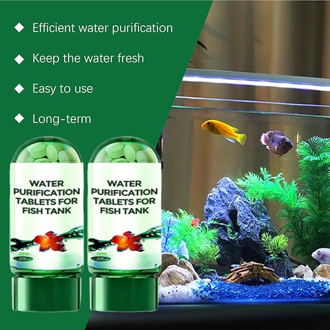 Powerful Aquarium Water Purification Tablet,Water Purification Tablets for Fish Tank,Remove All Kinds of Turbidity from Fish TankWater (8PC)