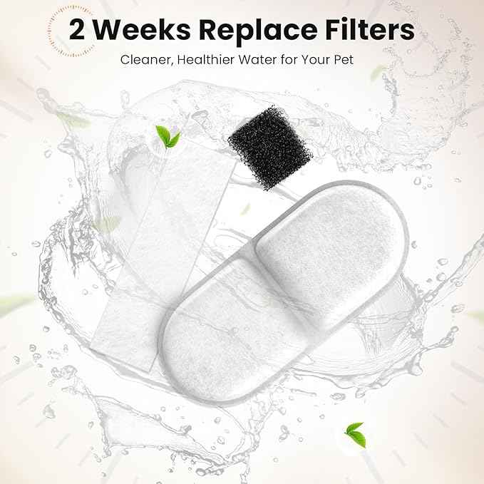 Cat Water Fountain Filter Replacement,18 Pcs(6 Carbon+ 6 Sponge+ 6 Cotton) for Pets Automatic Water Dispenser for Dogs, Compatible with 2.2L/3L/3.2L/3.5L/12L Stainless Steel Cat Fountains