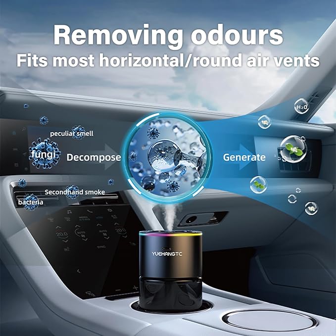 Smart Car Air Freshener for Men, Car Diffuser with 180ml Large Volume for 7 Months, Auto On/Off & 3 Adjustable Modes, RGB Music Syncing Light, Perfect for car, Bedroom and Office (Cologne)