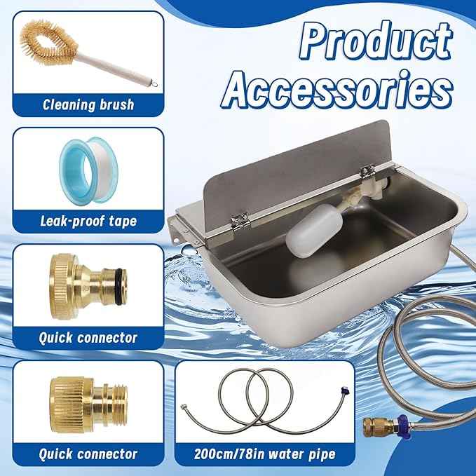 Automatic Dog Water Dispenser,Stainless Steel Water Bowl for Outdoor,Large Animal Drinking Water Bowl with Auto Self Filling for Livestock.(2.5Gallon)