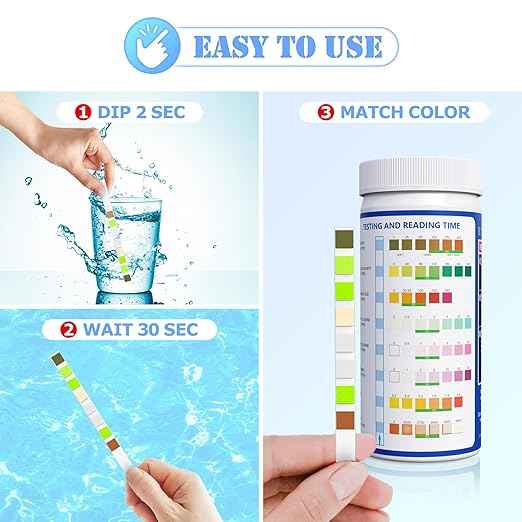 Pool Salt Test Strips - Salt Water Pool Testing Kit - 125 Swimming Pool Spa Hot Tub Test Strips - Rapid Accurate Easy to Test Hardness, Bromine, pH, Salt and More (8-Way)