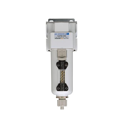 PneumaticPlus SAFM300-N03B-MEP Compressed Air Coalescing Filter, 0.1 Micron, 3/8" NPT - Metal Bowl, Manual Drain, Bracket - AquaVibe