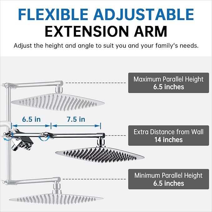 G-Promise All Metal 12 Inch Shower Head with Handheld Spray Combo，Rain Shower Head with Handheld Built-in Power Wash Mode, with 16 Stage Shower Filter For Hard Water, Reduces Chlorine and Fluoride (Ch