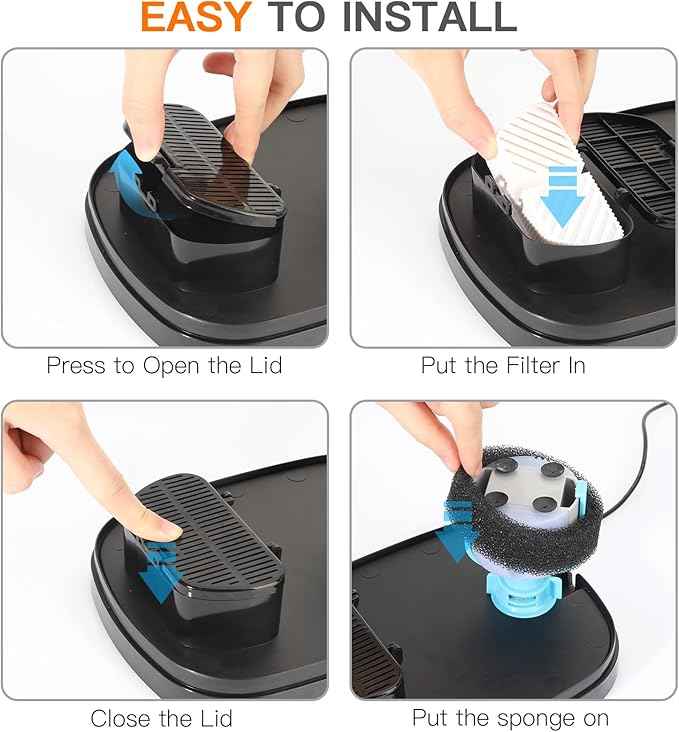 Cat Water Fountain Filters for 84oz/2.5L Petilog Pet Water Dispenser Fountain (4 Filters& 4Sponges)