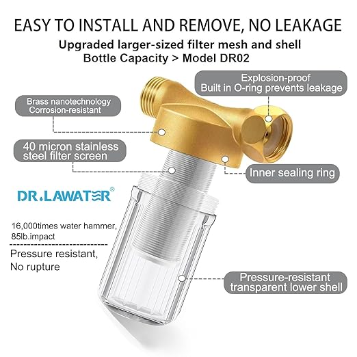 Upgraded Reusable Brass Washer Wate Filter, 40 Micron Washing Machine Water Filter, for Washing Machine, Heater, Camping, RV, Garden, Anti Scale Protecting Appliances Sediment Filter