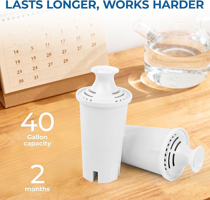Replacement for Brita Water Filter Pitchers Dispensers, Classic 35557, Ob03, Mavea 107007- BPA-Free, Reduce Tds - 4 Filters for Pitchers- by TOMOON