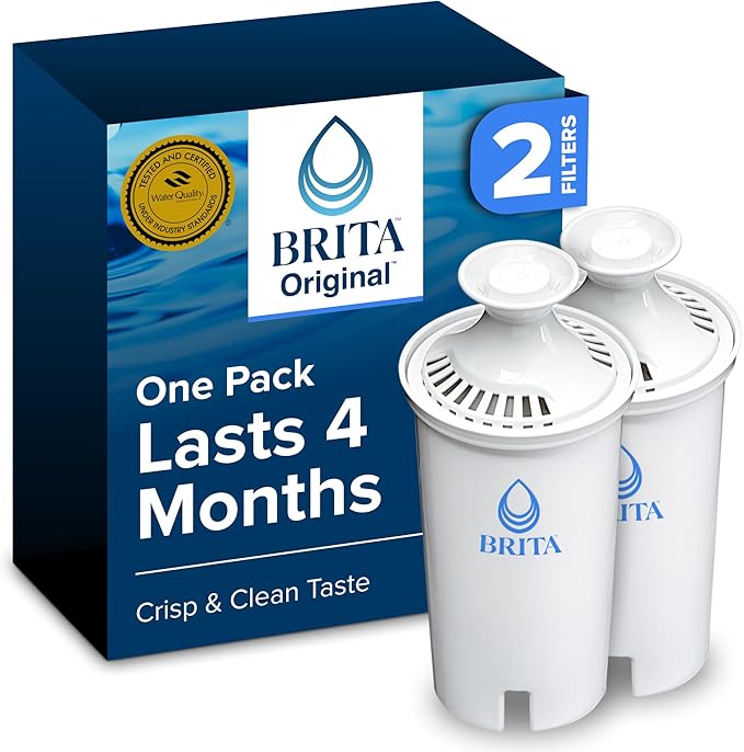 Brita Standard Water Filter for Pitchers and Dispensers, BPA-Free, Replaces 1,800 Plastic Water Bottles a Year, Lasts Two Months or 40 Gallons, Includes 2 Filters
