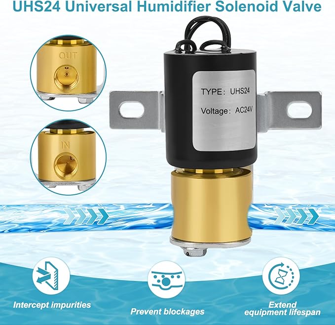 Cenipar UHS24 Universal Humidifier Solenoid Valve,24 Volts Humidifier Solenoid Valve Fit for Aprilaire General Honeywell Skuttle Humidifier Replacement 990-53 4040 HE220 HE225 HE260 HE265 - AquaVibe