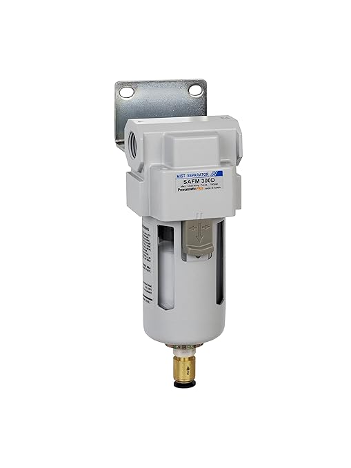 PneumaticPlus SAFM300-N03BD Compressed Air Coalescing Filter, 0.1 Micron, 3/8" NPT - Poly Bowl, Auto Drain, Bracket - AquaVibe