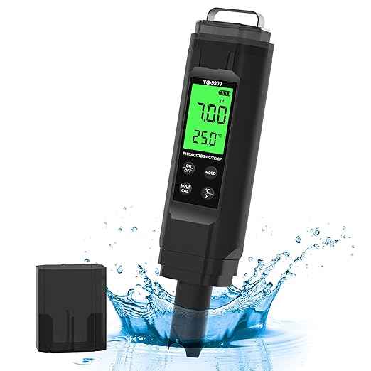 PH Meter,5 in 1TDS Meter,Salinity Tester,EC Meter,Temp,pH Meter for Water,TDS Meter Digital Water Tester,EC Meter Hydroponics,pH Tester Digital PPM Meter,Pool Salt Tester.