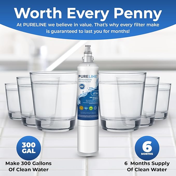 Pureline EDR5RXD1, 4396508 Replacement for Whirlpool 4396508, EDR5RXD1, EveryDrop Filter 5, Refrigerator Water Filter - Reduces Bad Taste & Odor - AquaVibe