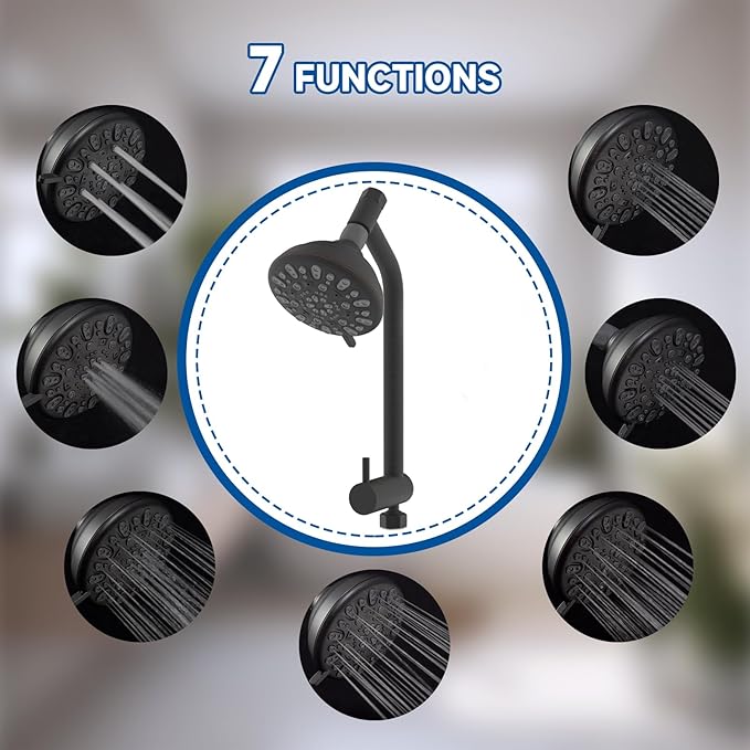 All Metal Dual Shower Head Easy Reach, High Pressure 10-Spray Handheld & Rainfall Shower Head Combo with Shower Extension Arm, 71" Hose, 3-way Diverter, Brass Shower Bracket, Oil Rubbed Bronze