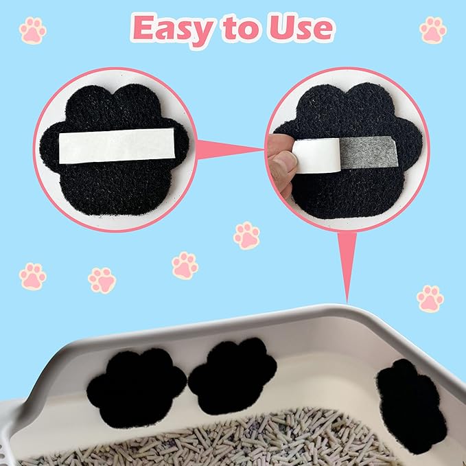 Stick-on Carbon Filters Compatible with Most Cat Litter Box, Activated Charcoal Filters Replacement to Absorb Odors and Litter Box Deodorizer for Keep Home Fresh (6 Pack)