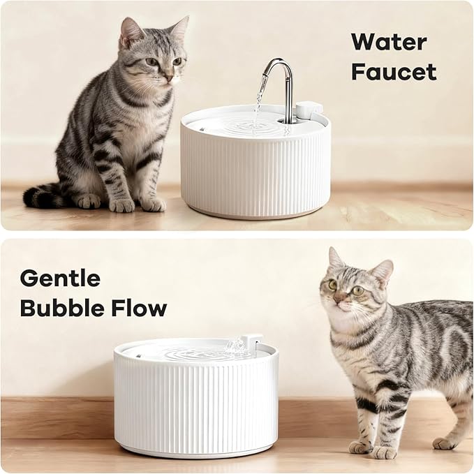 Cepheus Cat Water Fountain, 2.2L/78oz Automatic Ceramic Pet Fountain Dog Water Dispenser with Super Quiet Design - Ideal for Cats, Dogs, and Multiple Pets - White