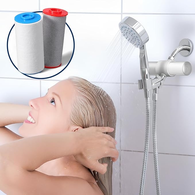 Baquler 4 Pcs Compatible with Weddell Duo Shower Filter Shower Replacement Cartridges Filter Water Clean Cartridges Replacement Full Set for Removes Chlorine Particulates Heavy Metals