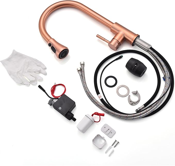 TUTEW Touchless Kitchen Faucet with Pull Down Sprayer, Red Copper Motion Sensor Kitchen Sink Faucet Single Hole, Spot Resist Stainless Steel Single Handle Commercial Modern Faucet