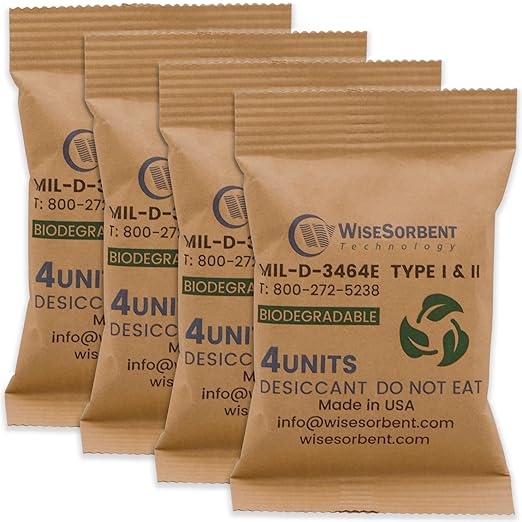 Kraft Clay Desiccants Packs for Safe, 132 Gram 500 Packs Dehumidifier for Gun Safe, 4 Unit Military Grade Moisture Absorbers, Conforms to MIL-D-3464E Type I & II Absorbents