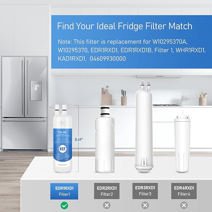 EDR1RXD1 Water Filter 1 Replacement, Compatible with WRS315SDHZ, WRS571CIHZ, WRS555SIHZ, WSF26C3EXF, WRS325SDHZ, WRF560SEHZ, WRF560SEHB, WRF560SEHW, WRF560SEHV, WRS555SIHW, WRS555SIHV, 1 Pack