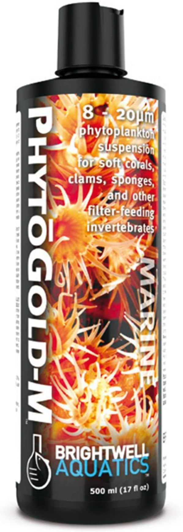 Brightwell Aquatics PhytoGold M - Phytoplankton Suspension for Soft Corals, Clams, Sponges & Their Allies, 500 ml - AquaVibe
