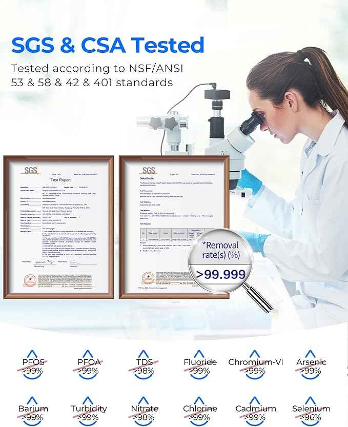 Waterdrop G3P800 Reverse Osmosis System, 800 GPD Fast Flow, NSF/ANSI 42 & 53 & 58 & 372 Certified, 3:1 Pure to Drain, Tankless Under Sink RO Water Filter System, LED Purifier, Smart Faucet