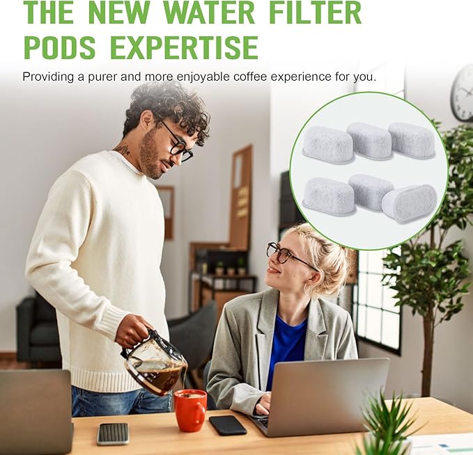 Coffee Maker Water Filter Replacement For GE Cafe Drip Coffee Maker UNIV1CFLTR6PK Carbon Coffee Filter G7CDABSSTSS, G7CDAASSTSS, C7CDAAS3PD3, C7CDAAS4PW3, 6 Pcs - AquaVibe