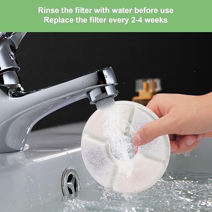 Wonder Creature Cat Water Fountain Filter Replacement, 8 Round Carbon Filters and 4 Upgraded Pre-Filter Sponges for Round Stainless Steel Top Cat Fountain