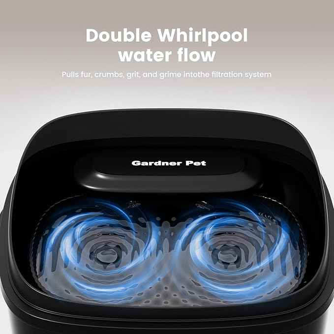 Gardner Pet Dog Bowls 1 Gallon Pet Water Fountain, Vortex Dog Water Bowl Dispenser, Ultra Quiet Automatic Cat Fountain with Filter, Splash-Proof, Without Adapter (UV, Black)