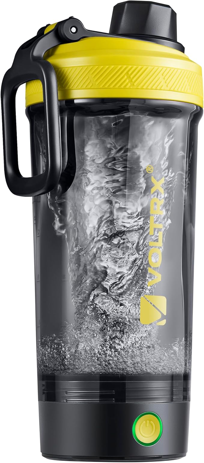 VOLTRX Shaker Bottle, Gallium USB C Rechargeable Electric Protein Shake Mixer, Shaker Cups for Protein Shakes and Meal Replacement Shakes, BPA Free, Made with Tritan, Vivid Yellow, 24oz