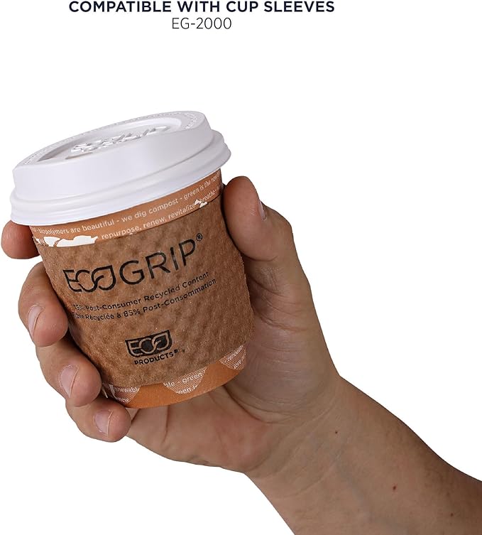 ECO PRODUCTS Compostable Disposable World Art 10oz Coffee Cups, Pack of 50, Renewable Hot Paper Cup, Plant Based PLA Lining, Color Coded
